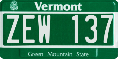 VT license plate ZEW137