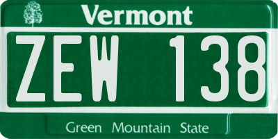 VT license plate ZEW138