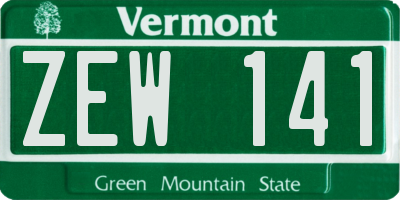VT license plate ZEW141