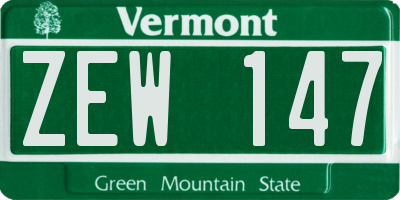 VT license plate ZEW147