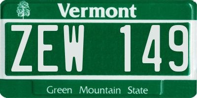 VT license plate ZEW149
