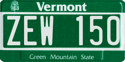 VT license plate ZEW150