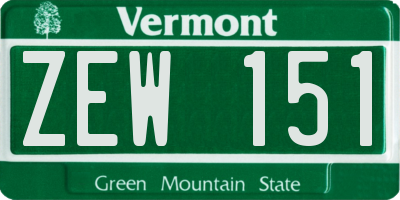 VT license plate ZEW151