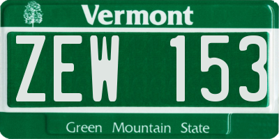 VT license plate ZEW153