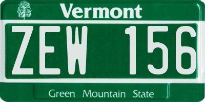VT license plate ZEW156