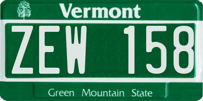 VT license plate ZEW158