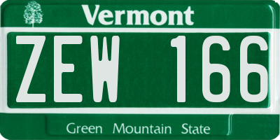 VT license plate ZEW166