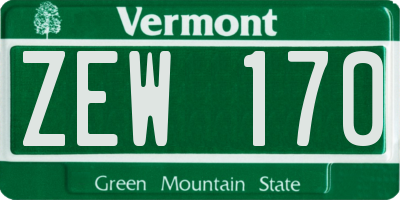 VT license plate ZEW170