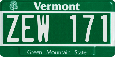 VT license plate ZEW171