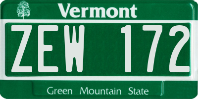 VT license plate ZEW172