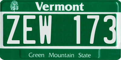 VT license plate ZEW173