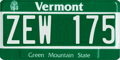 VT license plate ZEW175
