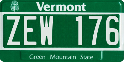 VT license plate ZEW176