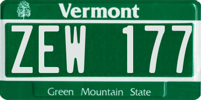 VT license plate ZEW177
