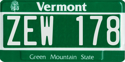 VT license plate ZEW178