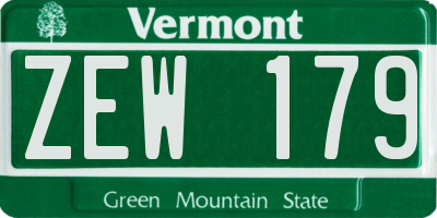 VT license plate ZEW179