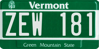 VT license plate ZEW181