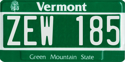 VT license plate ZEW185