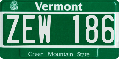 VT license plate ZEW186
