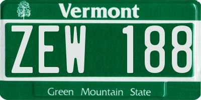 VT license plate ZEW188