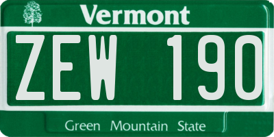 VT license plate ZEW190