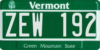 VT license plate ZEW192