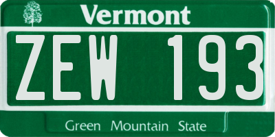 VT license plate ZEW193