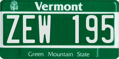 VT license plate ZEW195