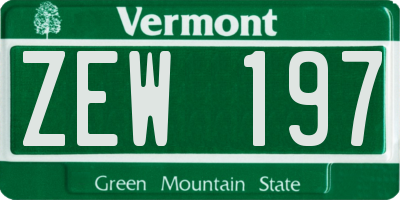 VT license plate ZEW197