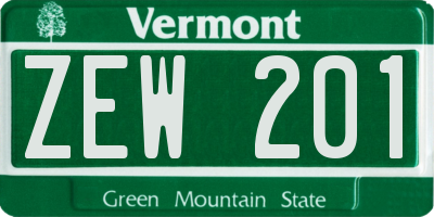 VT license plate ZEW201