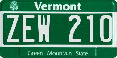 VT license plate ZEW210