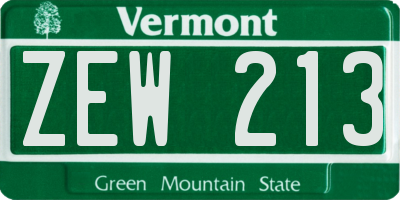 VT license plate ZEW213
