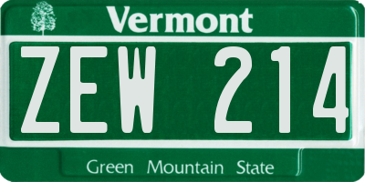 VT license plate ZEW214