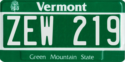 VT license plate ZEW219
