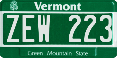 VT license plate ZEW223