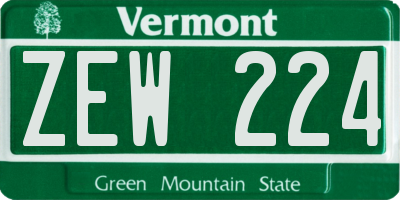 VT license plate ZEW224