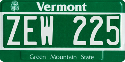 VT license plate ZEW225