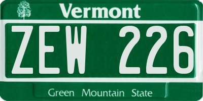 VT license plate ZEW226