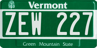 VT license plate ZEW227