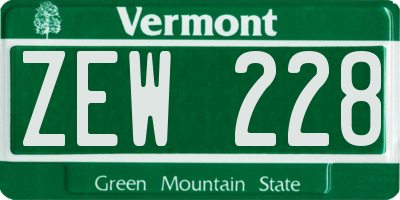 VT license plate ZEW228