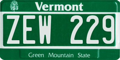 VT license plate ZEW229