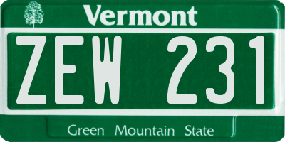 VT license plate ZEW231