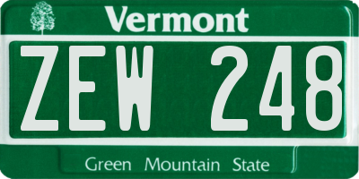 VT license plate ZEW248