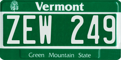 VT license plate ZEW249