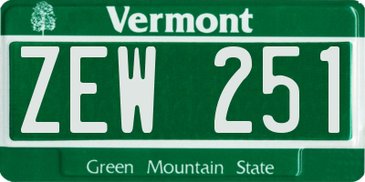 VT license plate ZEW251