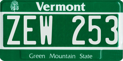 VT license plate ZEW253
