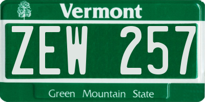 VT license plate ZEW257