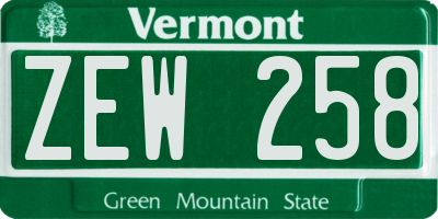 VT license plate ZEW258