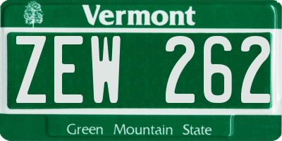 VT license plate ZEW262