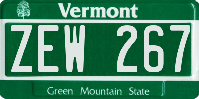 VT license plate ZEW267